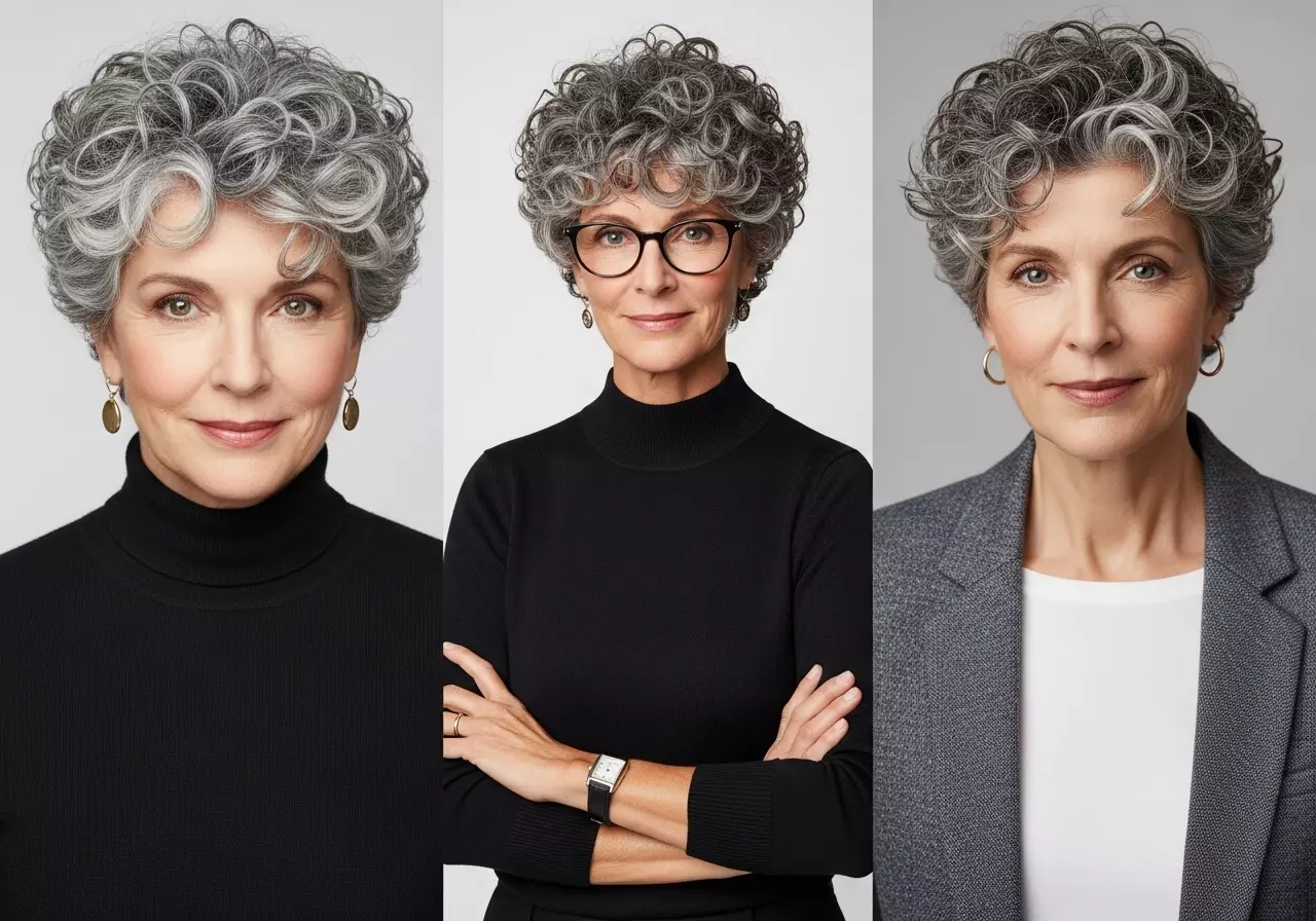 Gorgeous Short Curly Gray Hair Over 50 Inspiration