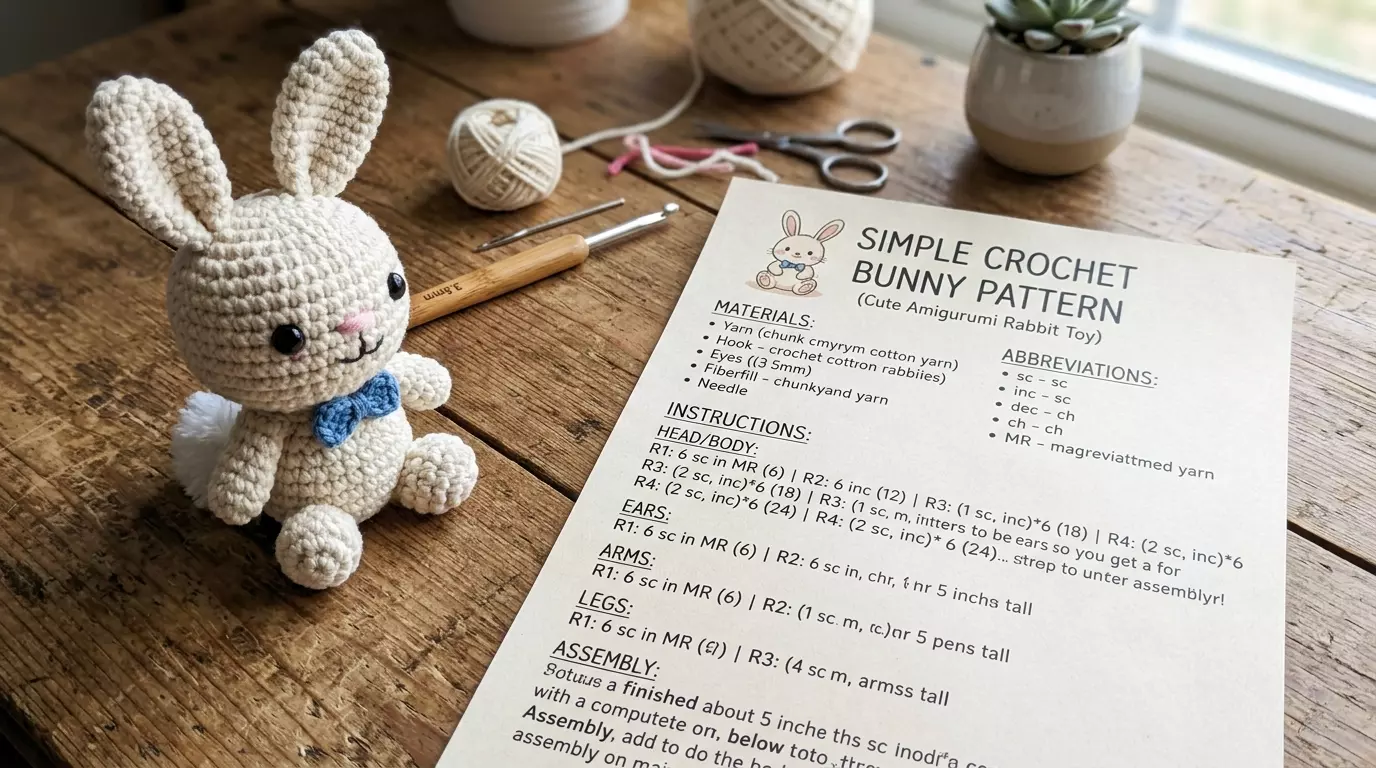Simple Crochet Bunny Pattern for Cute Amigurumi Rabbit Toy