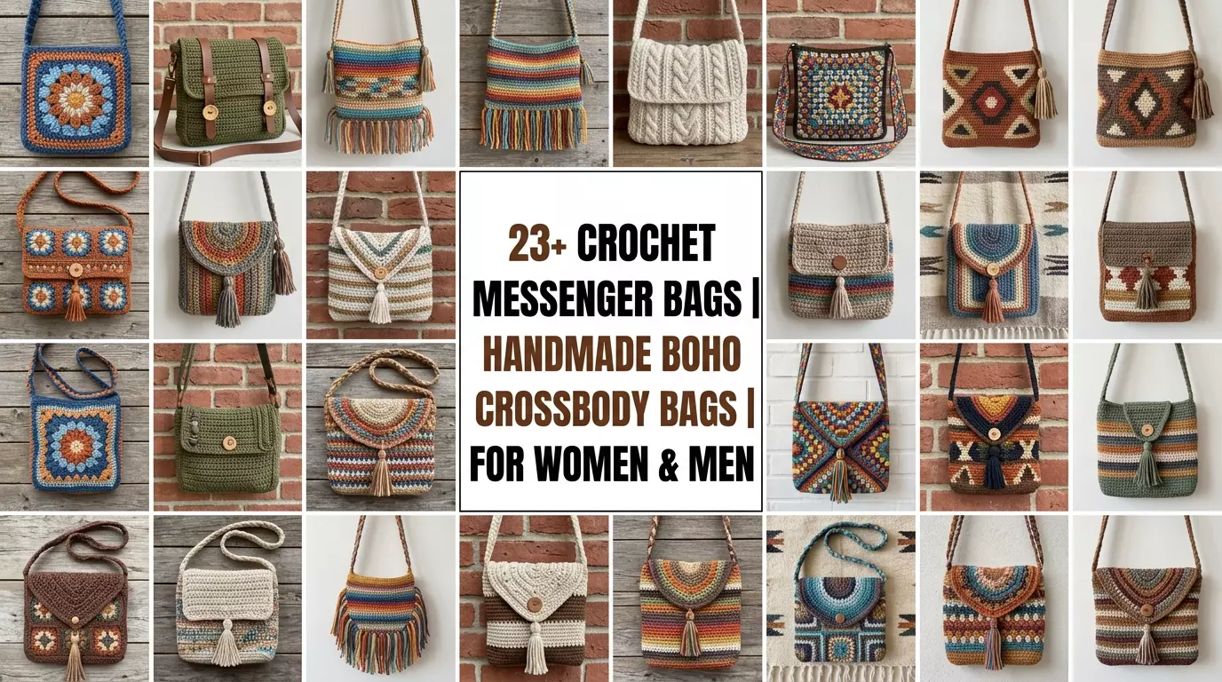 23+ Crochet Messenger Bag for Women and Men – Handmade Boho Crossbody Bag 