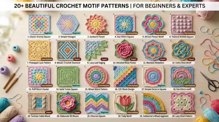 20+ Beautiful Crochet Motif Patterns for Beginners and Experts
