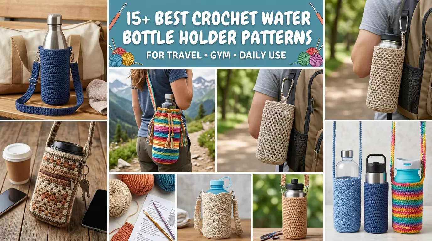 15+ Best Crochet Water Bottle Holder Patterns for Travel Gym Daily Use