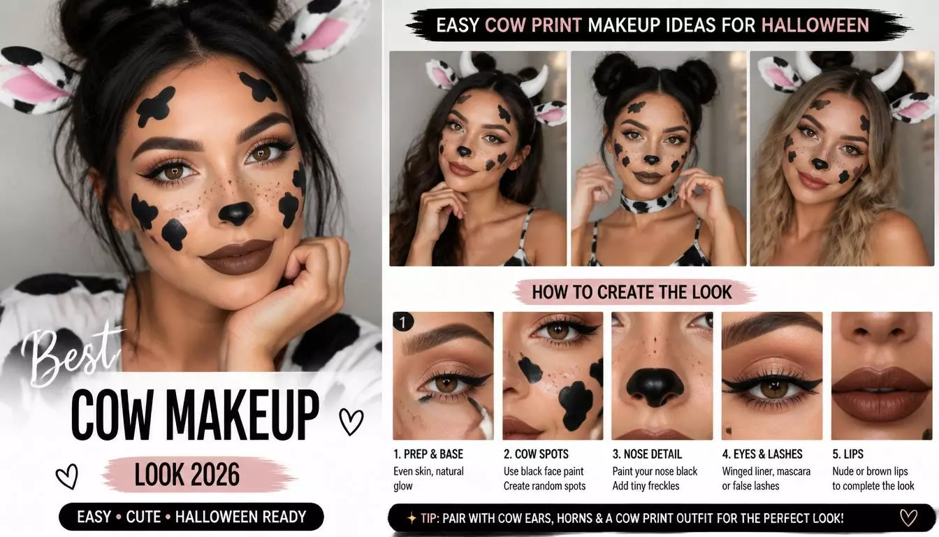 Best Cow Makeup Look 2026: Easy Cow Print Makeup Ideas for Halloween