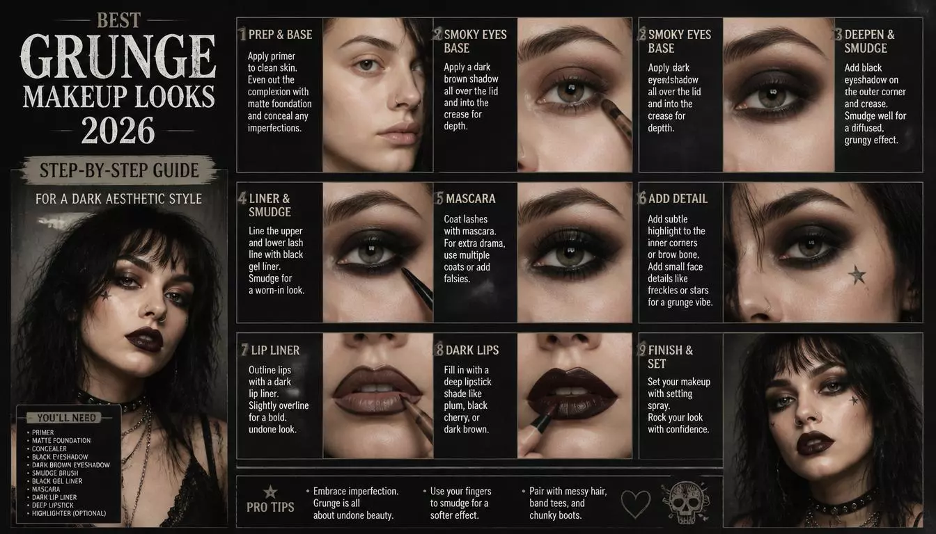 Best Grunge Makeup Looks 2026: Step-by-Step Guide for a Dark Aesthetic Style