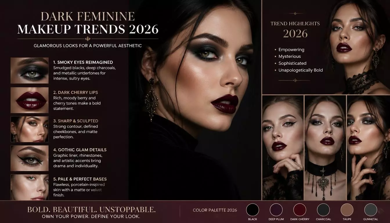 Top 20 Dark Feminine Makeup Trends 2026: Glamorous Looks for a Powerful Aesthetic