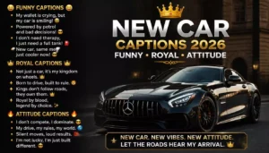 650+ Amazing New Car Captions 2026 Funny Royal & Attitude Car Quotes